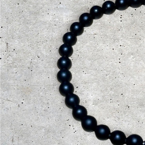 David Yurman black ónix spiritual beads silver cross station bracelet, 4mm. - Picture 3 of 5